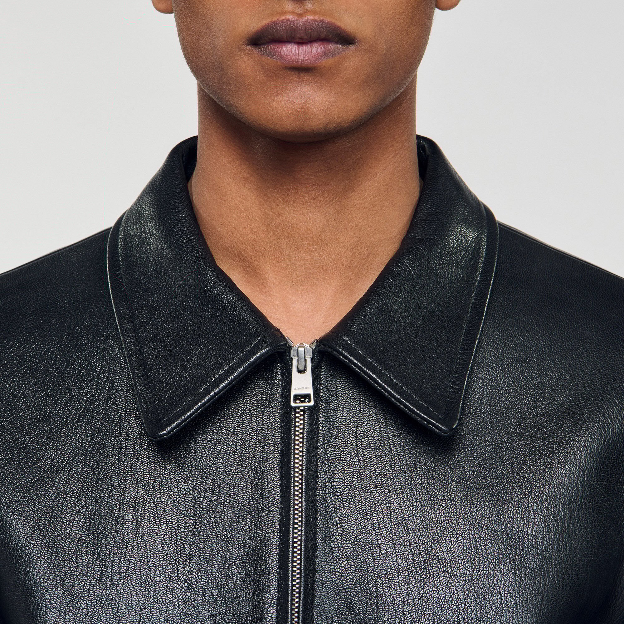 Blouson en cuir zippé
