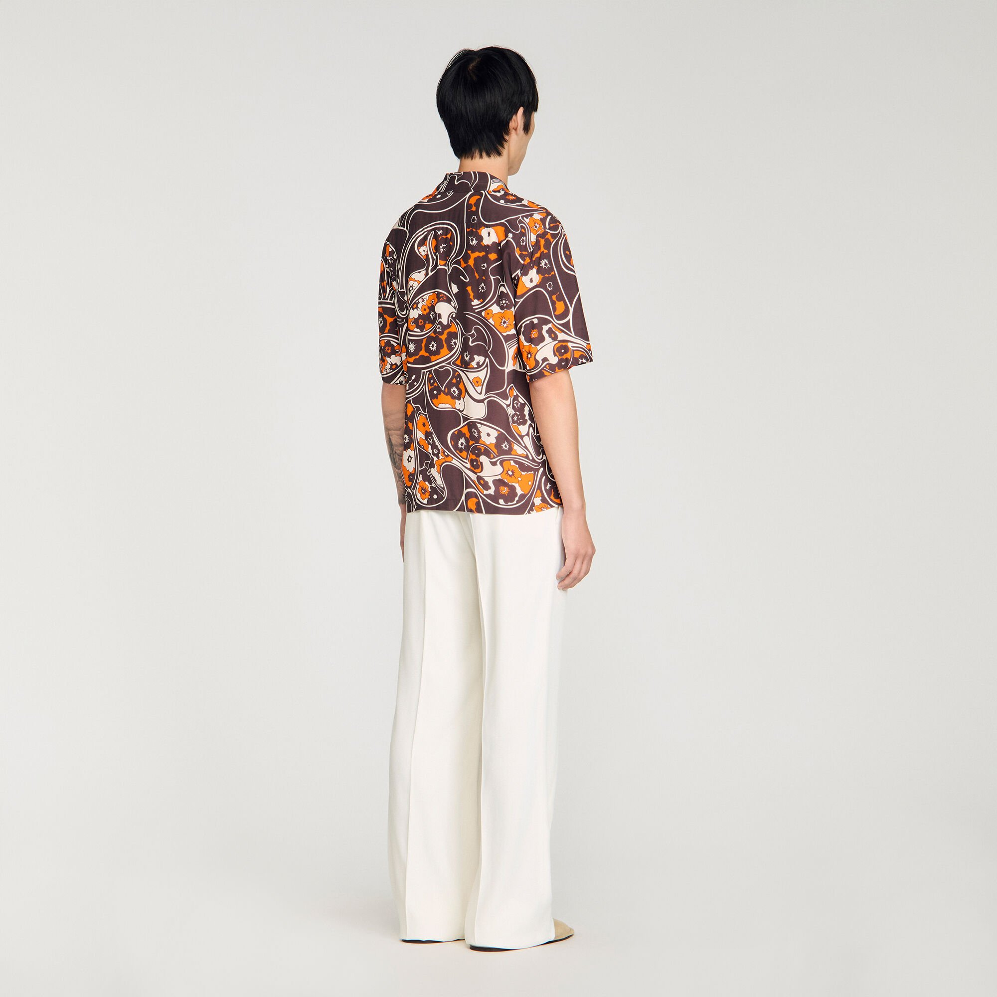 Chemise fluide imprimé col requin