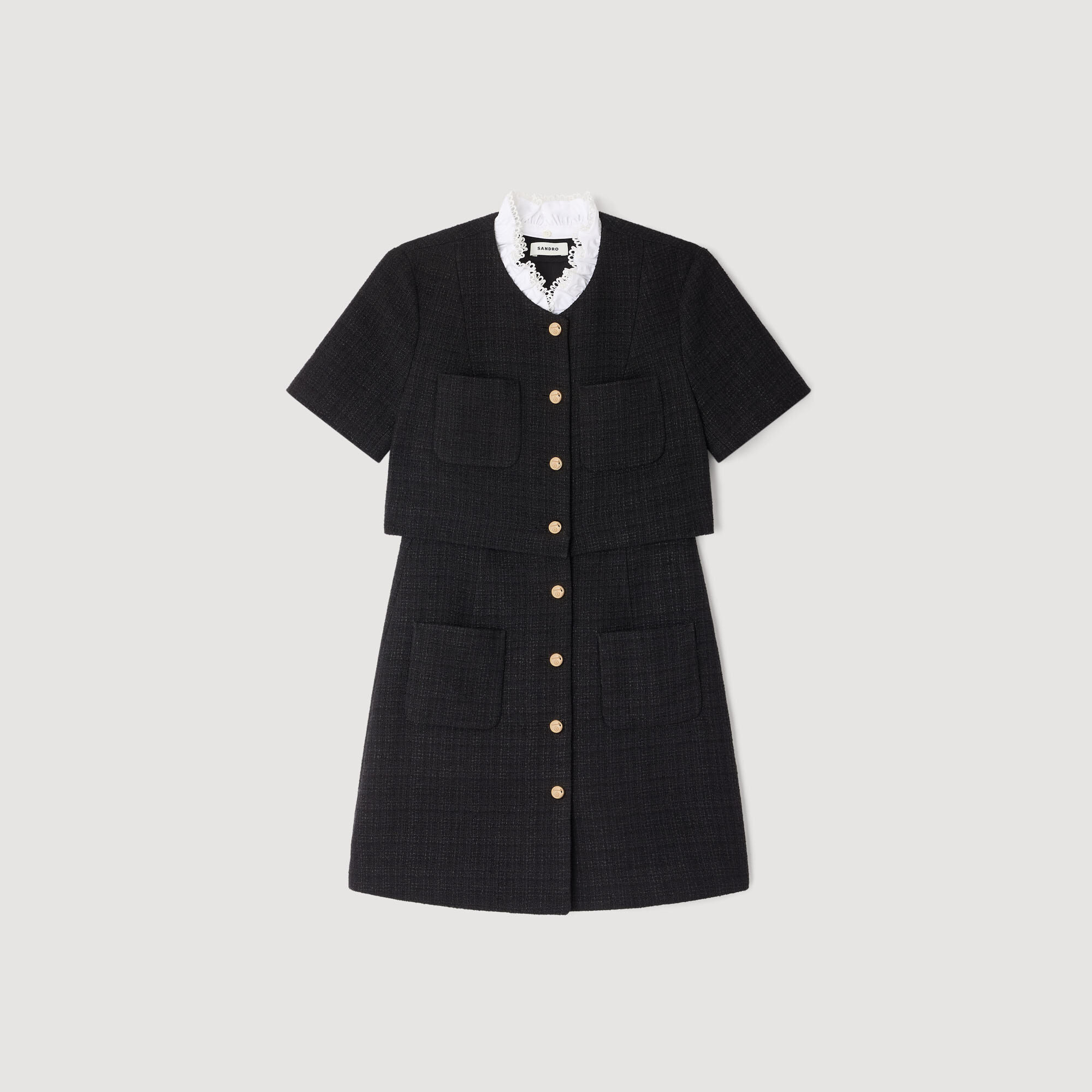 Robe courte à col amovible