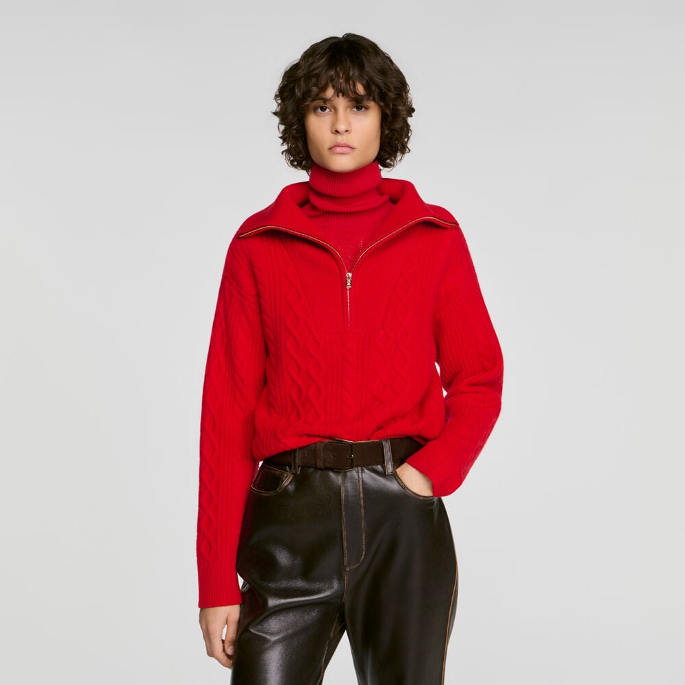 Sandro Pull col camionneur en laine – Rouge – vue 4