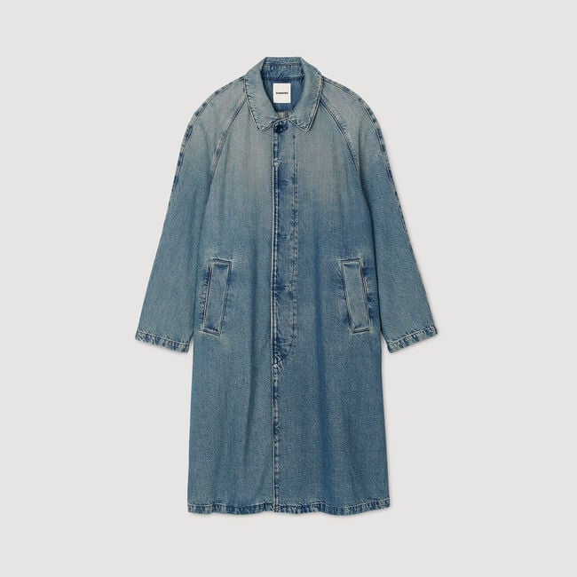 Manteau long en jean délavé 