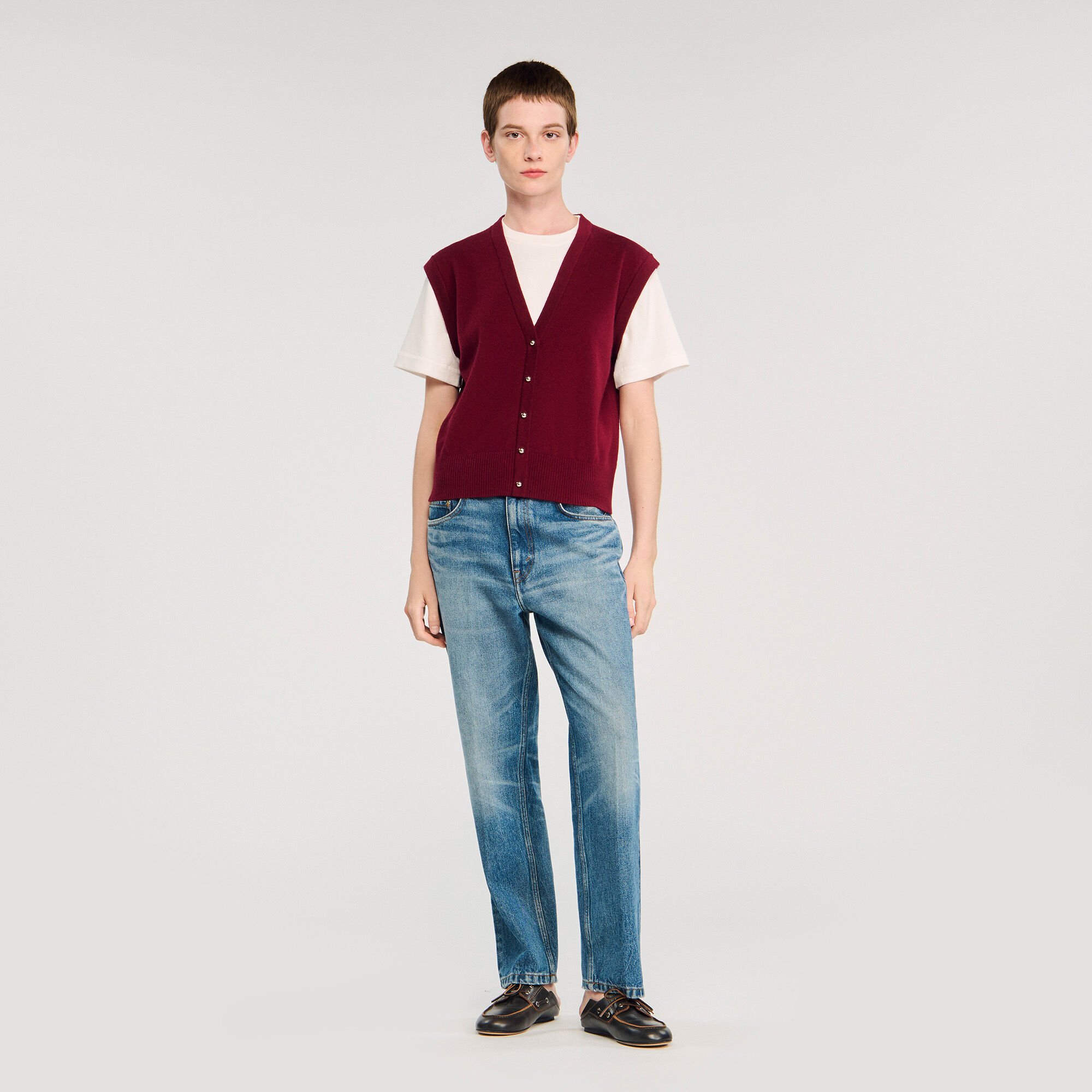 Pull bicolore en laine et cachemire 