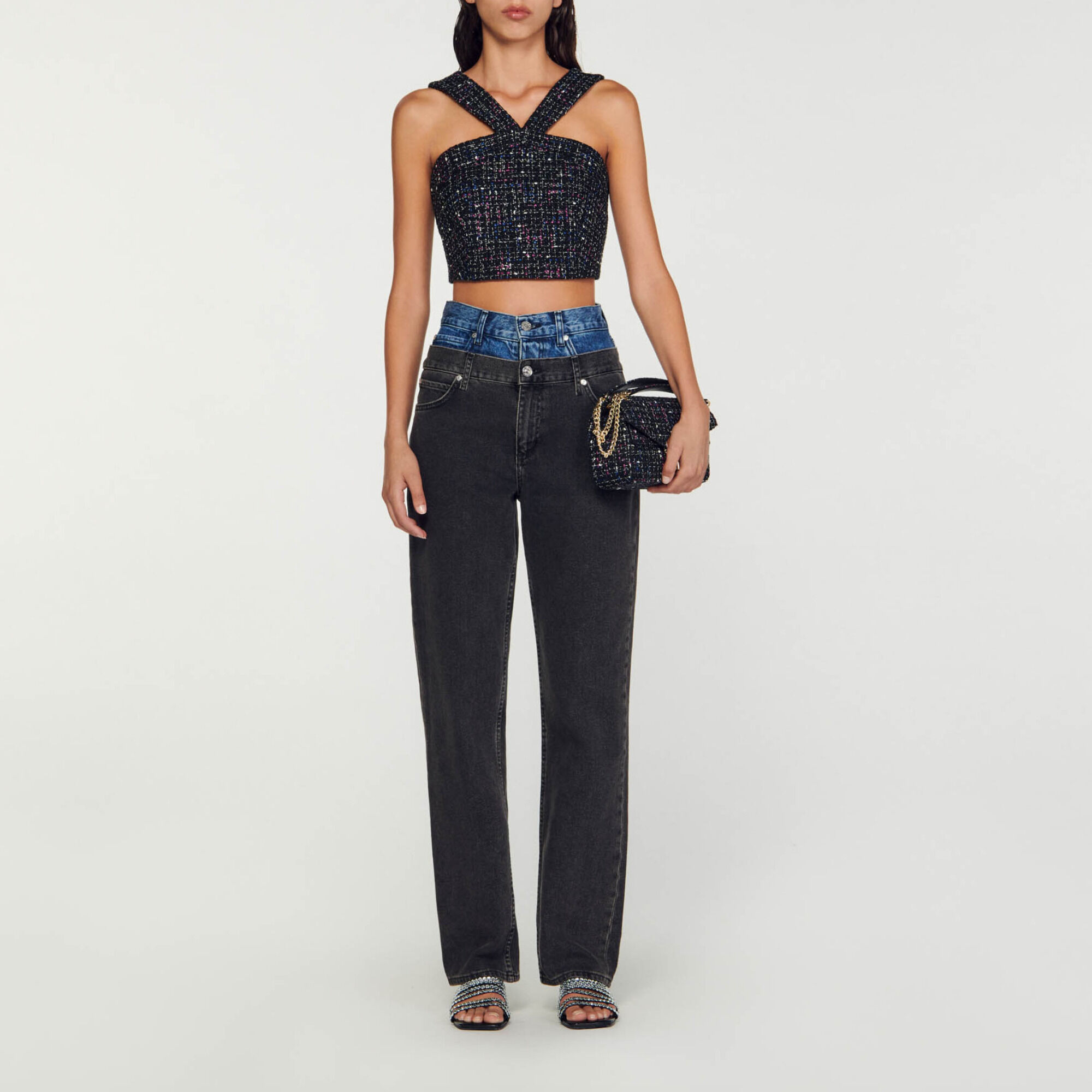 Top bustier en tweed