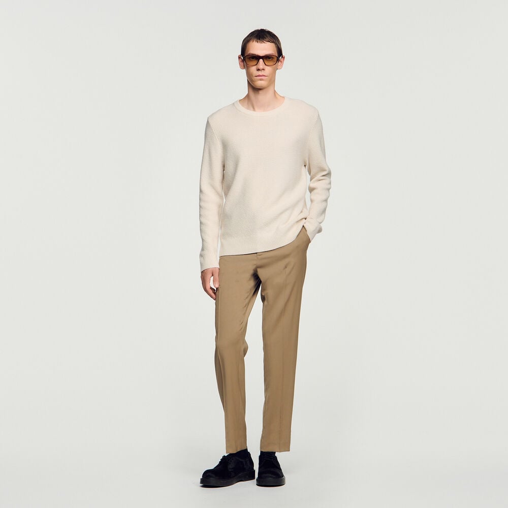 Sandro Pull col rond en point de riz – Ecru