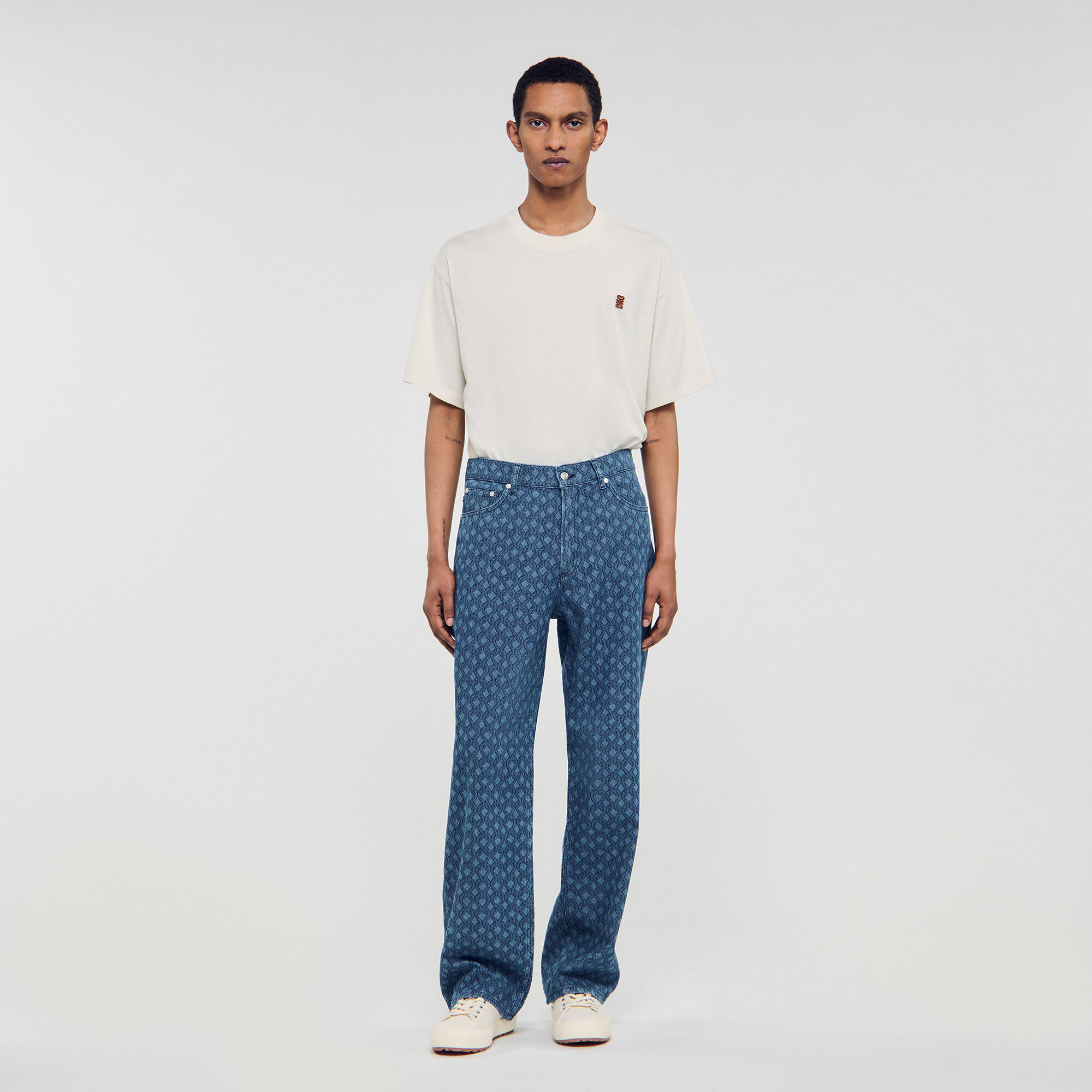 Jean baggy à motif corde