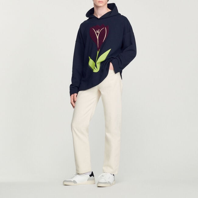 Hoodie à capuche et broderies tulipes
