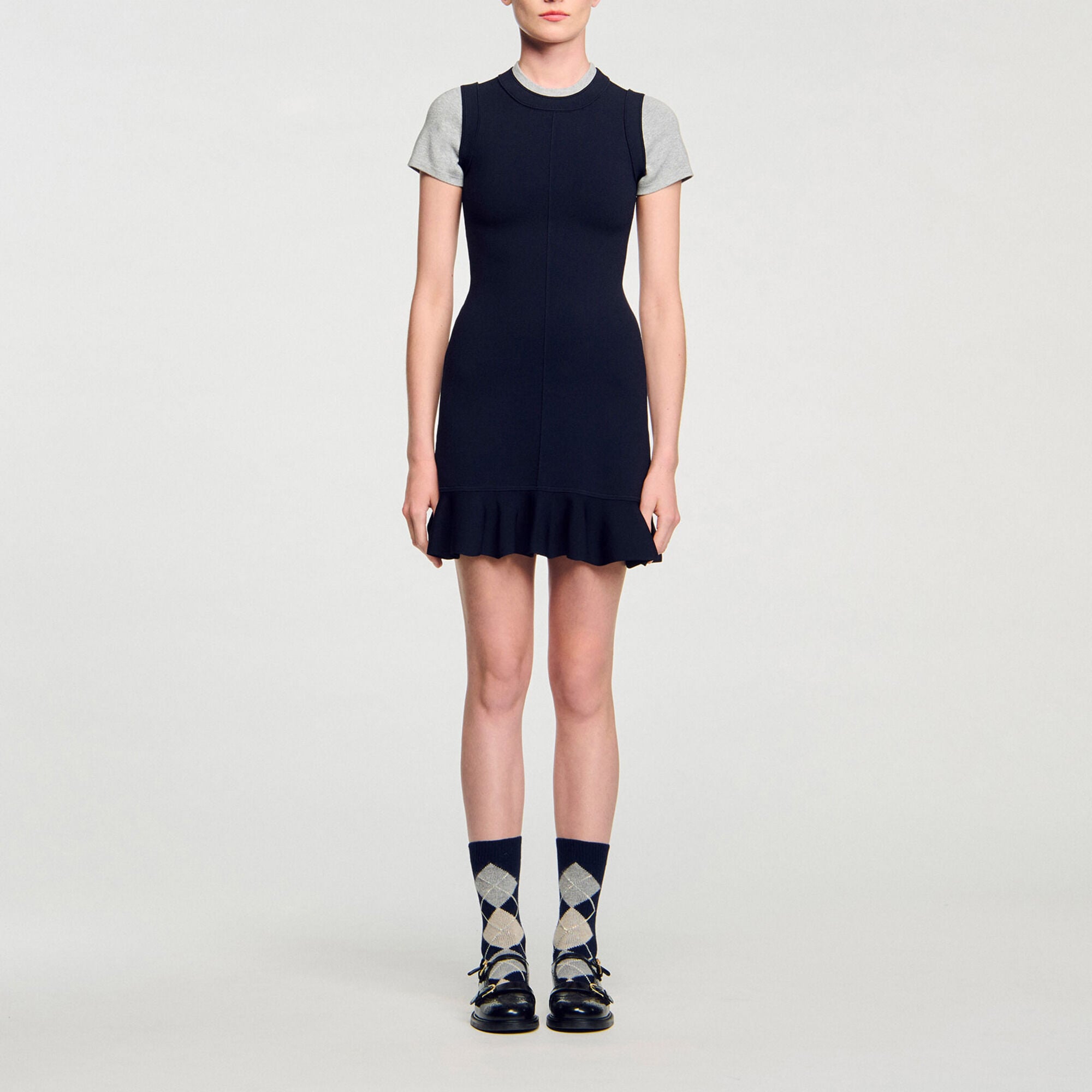Robe courte en maille 2 en 1 - Femme | Sandro Paris