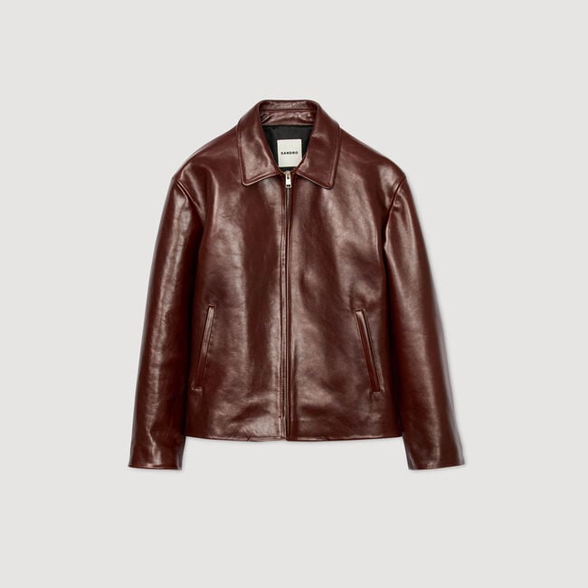 Blouson zippé en cuir