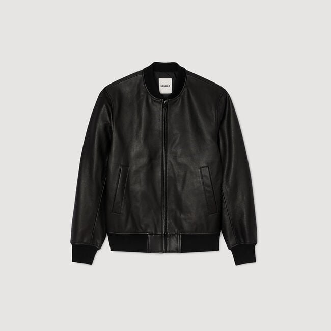 Blouson cuir chèvre col teddy