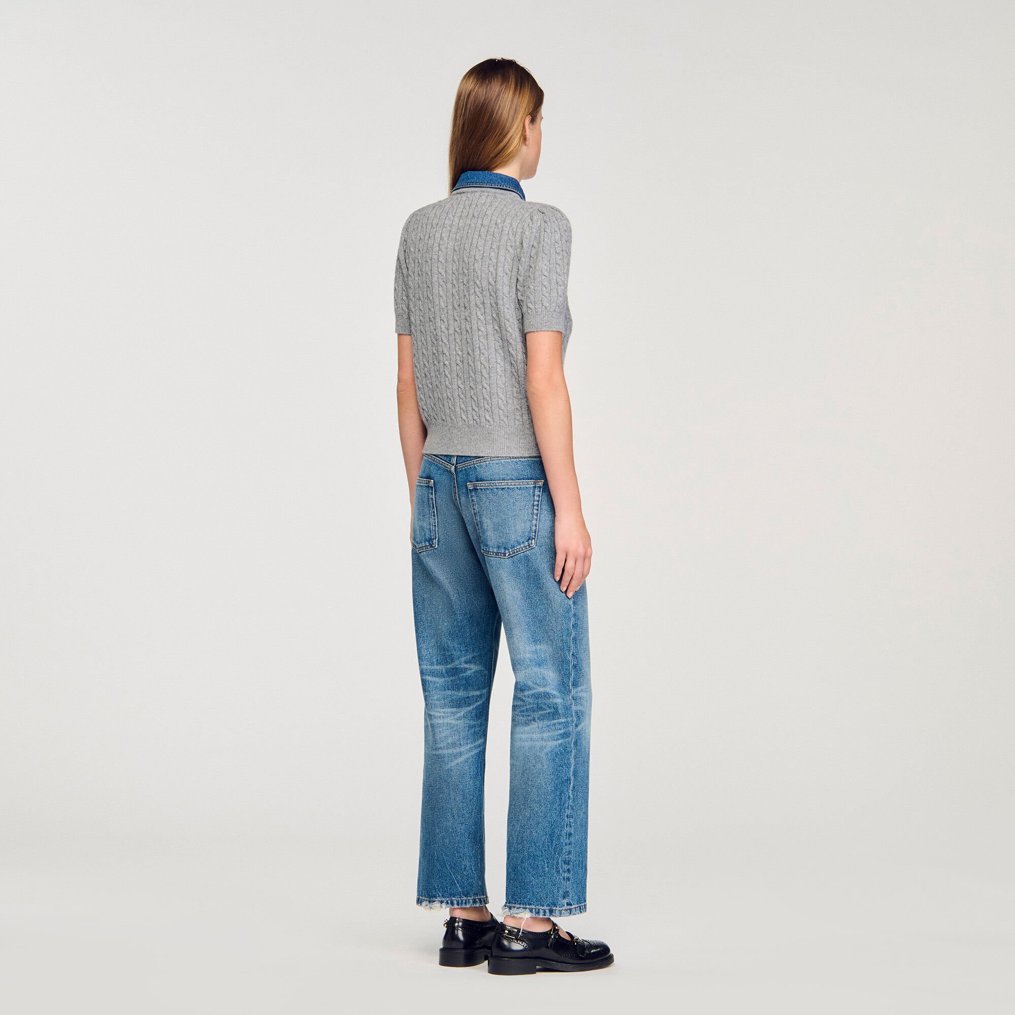 Cardigan à col en denim