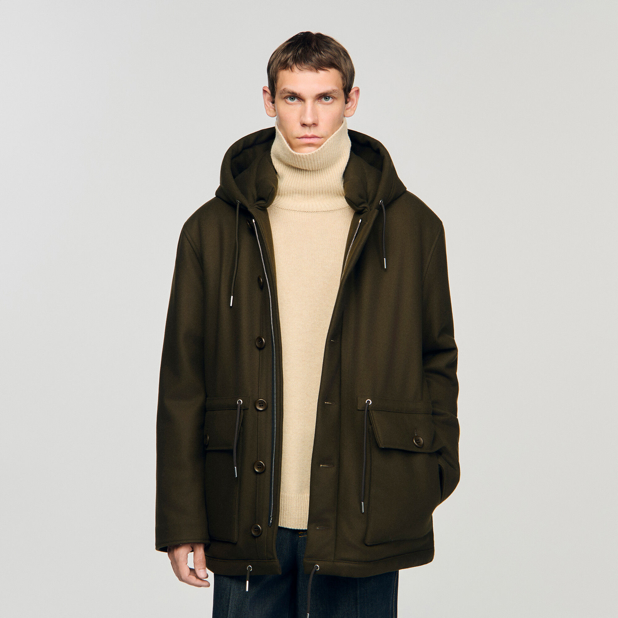 Parka en laine avec capuche