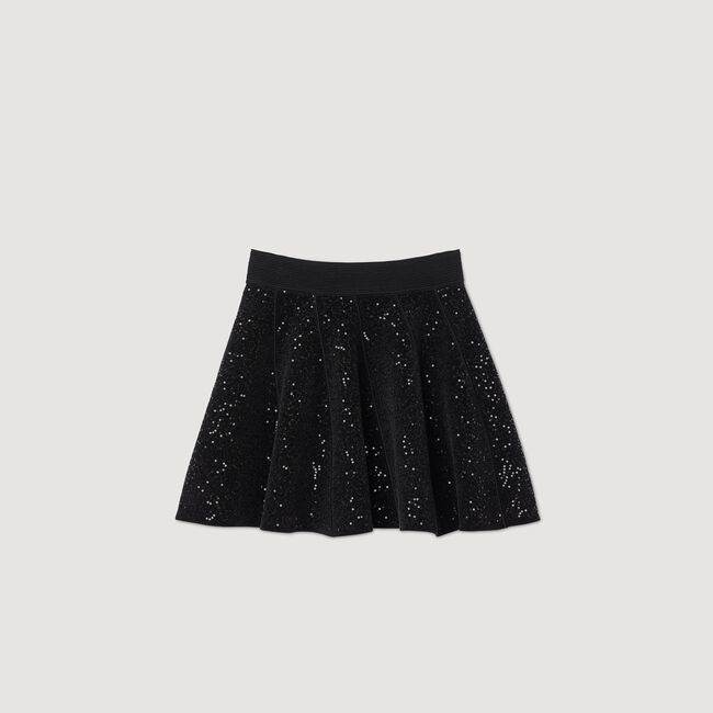 Jupe courte patineuse à paillettes
