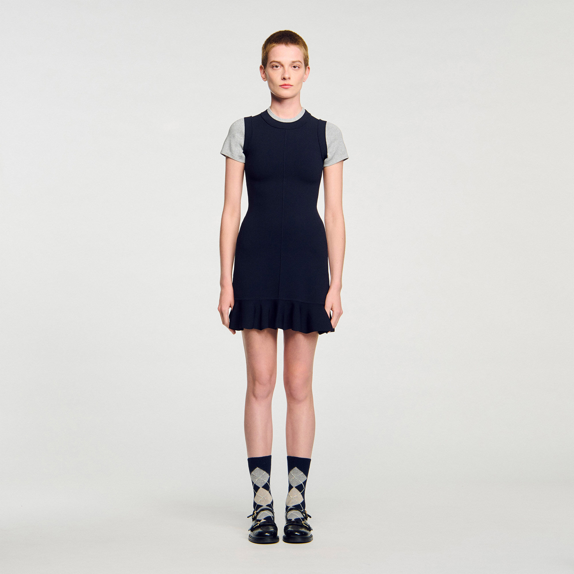 Robe courte en maille 2 en 1