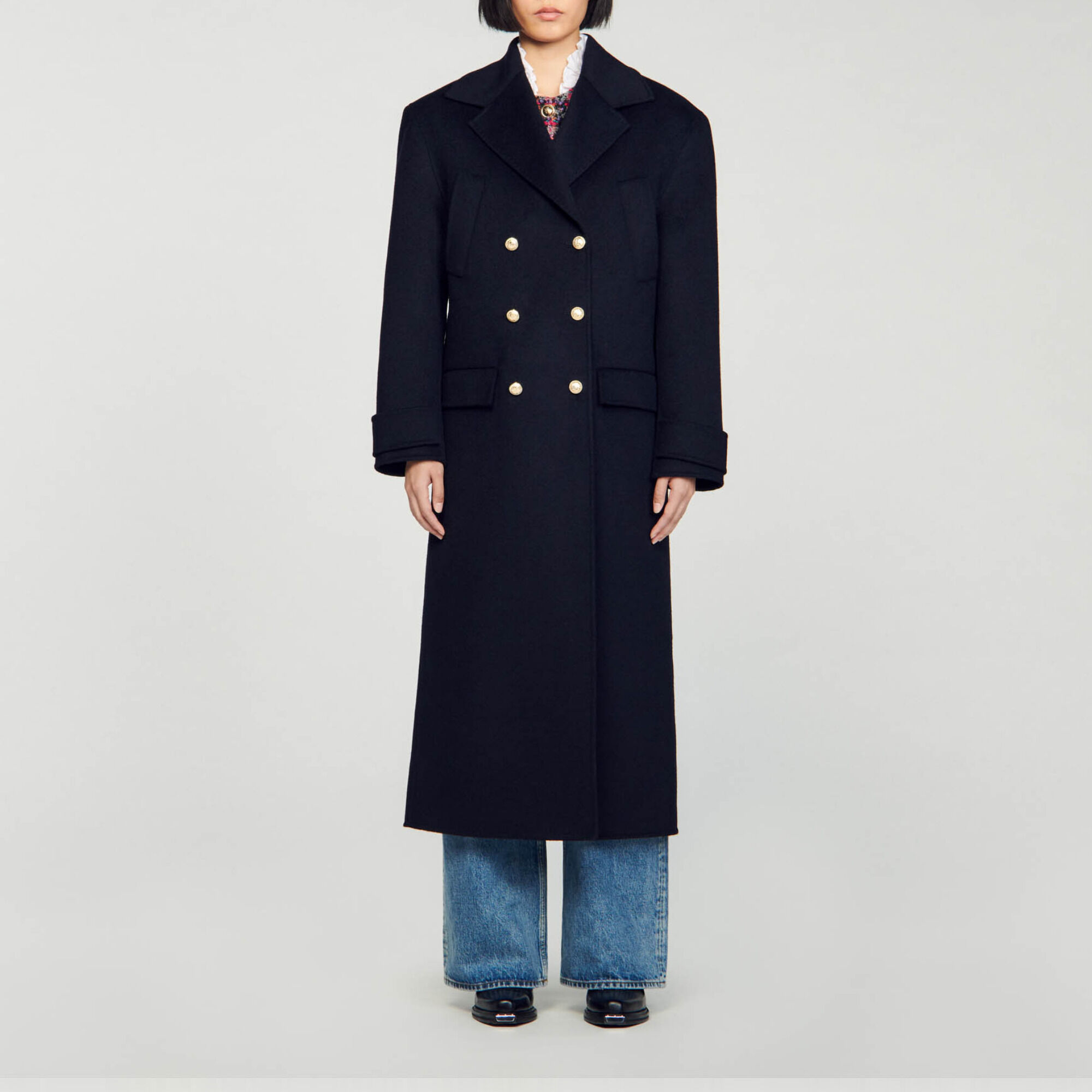Manteau long oversize double face Blue Women Sandro Paris