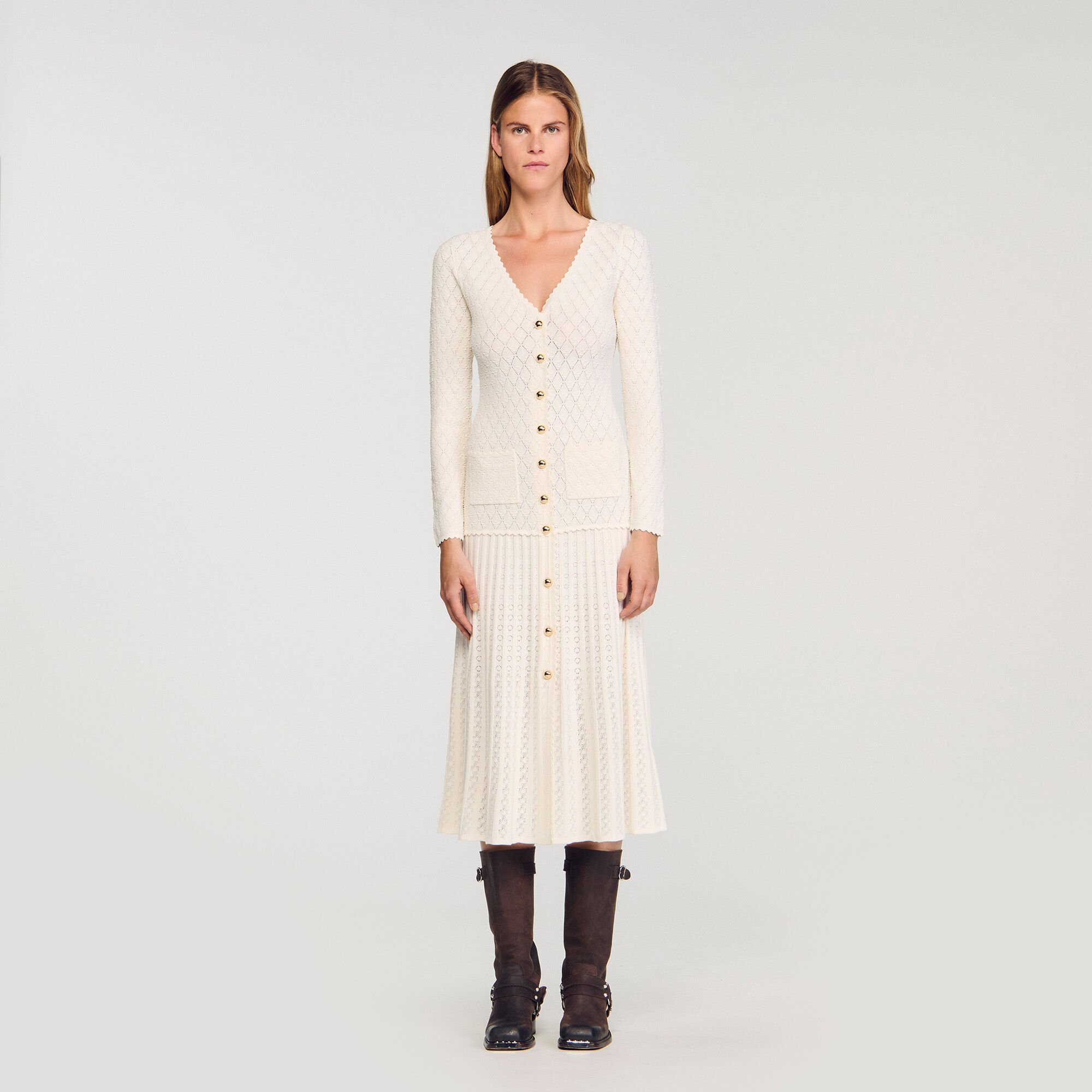 Robe longue en maille fantaisie
