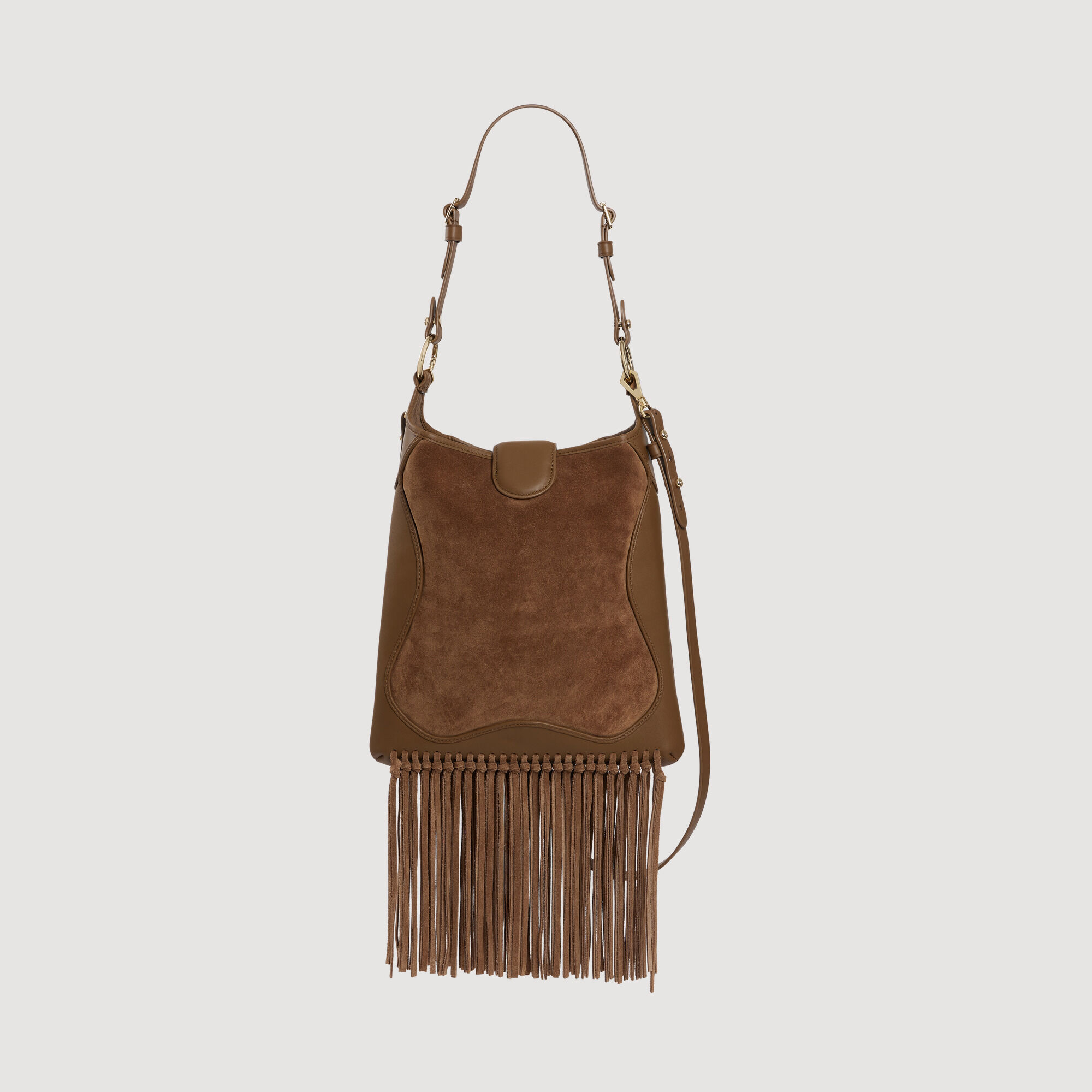 Sac en cuir et su&egrave;de &agrave; franges