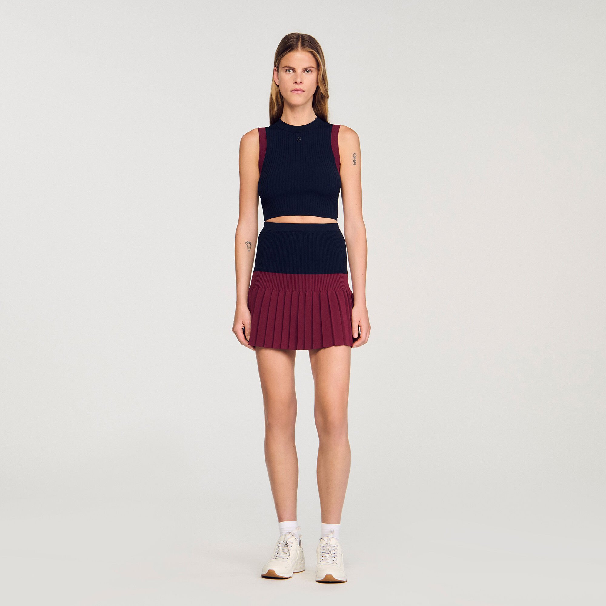 Top en maille bicolore