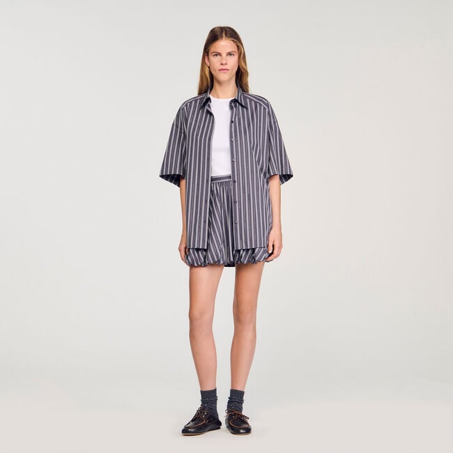 Chemise oversize rayée strassée