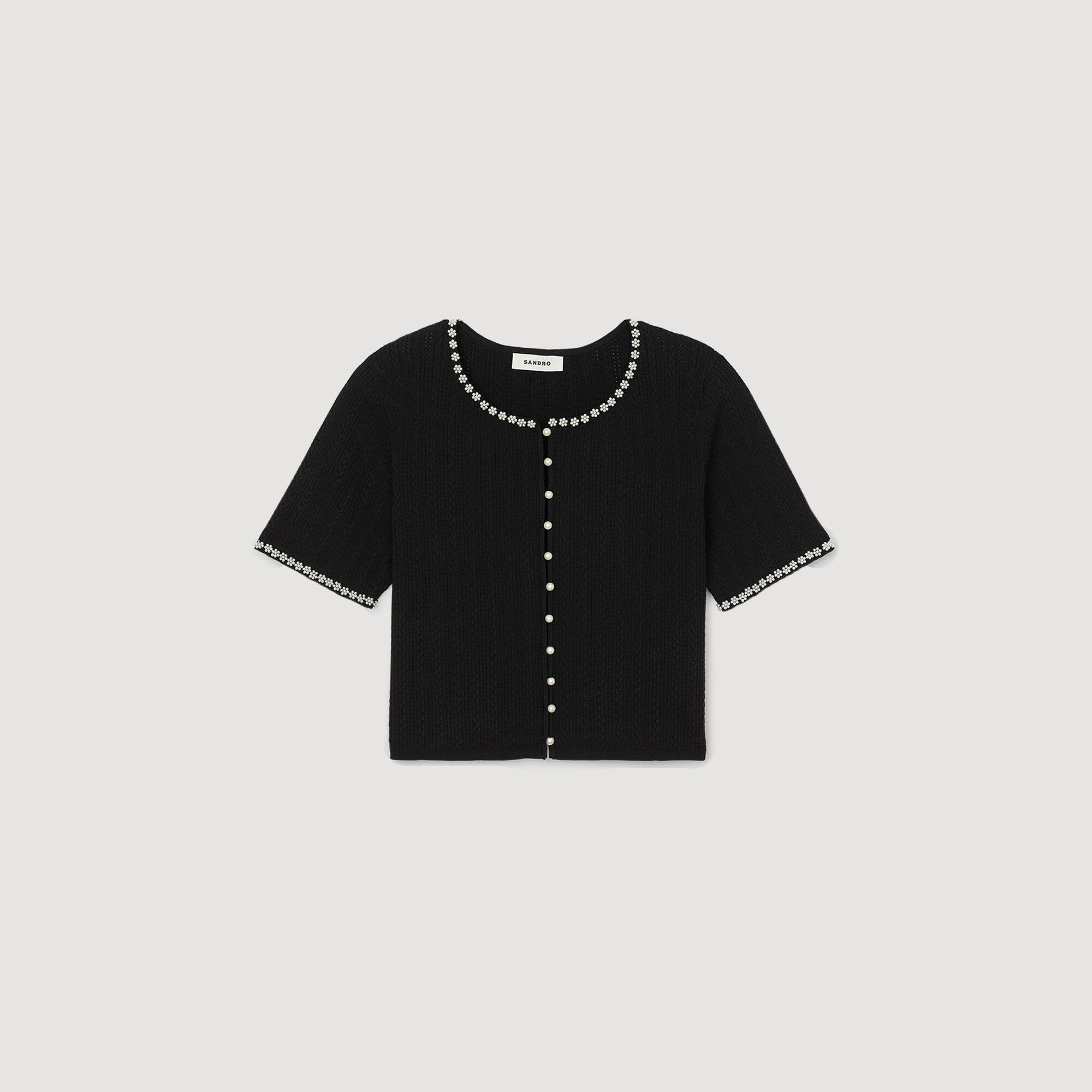 Cardigan court perlé