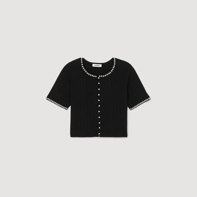 Cardigan court perlé