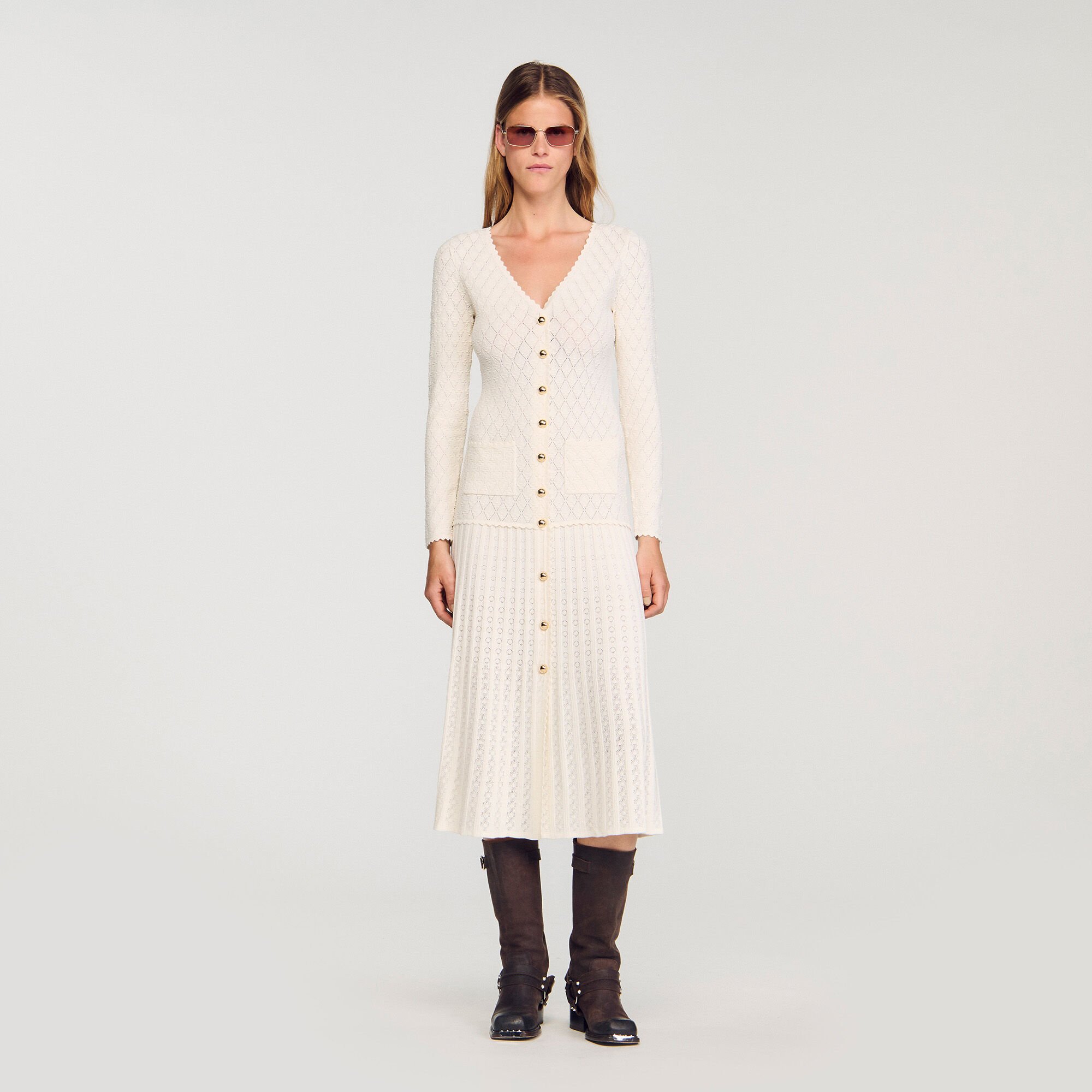 Robe longue en maille fantaisie