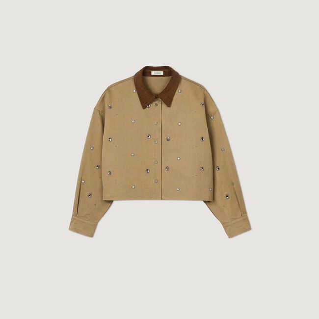 Chemise courte strassée
