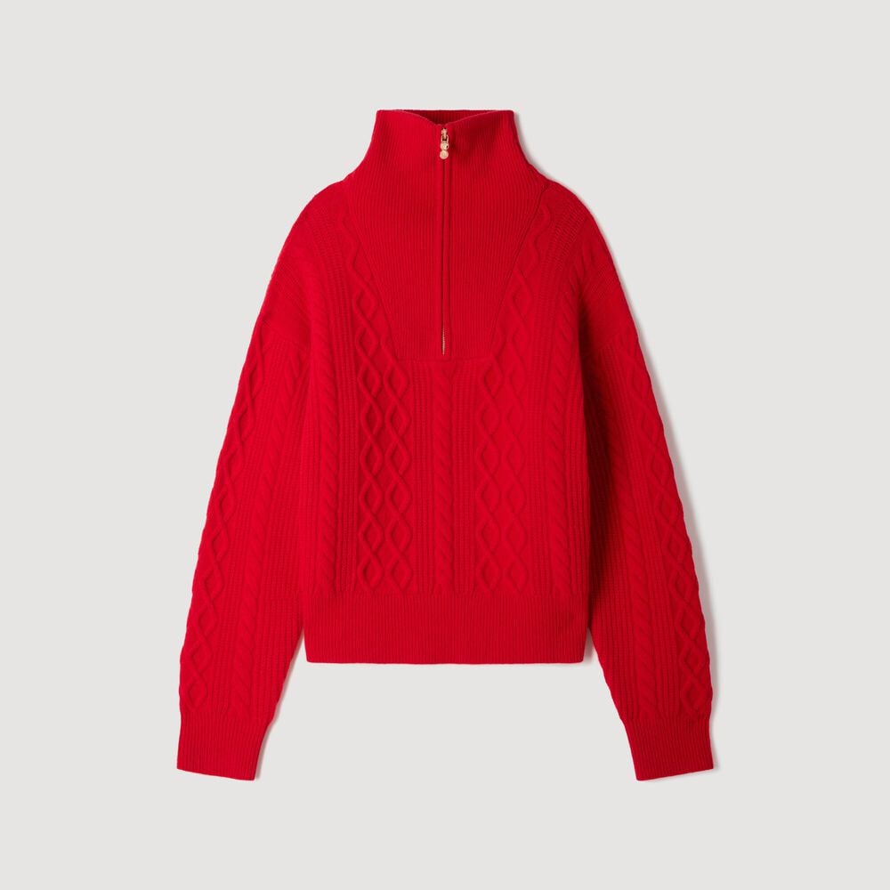 Sandro Pull col camionneur en laine – Rouge – vue 6