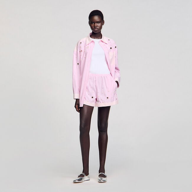 Chemise strassée à rayures