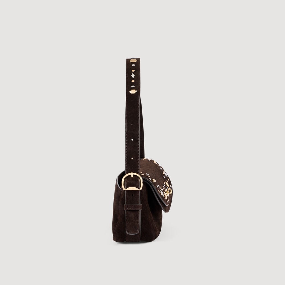 Sandro Sac LE MAMBO JANYS en suède à studs – Marron Fonce – vue 5
