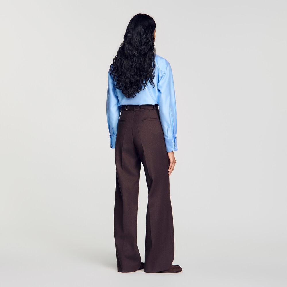 Sandro Pantalon à anneaux métalliques – Brun – vue 5