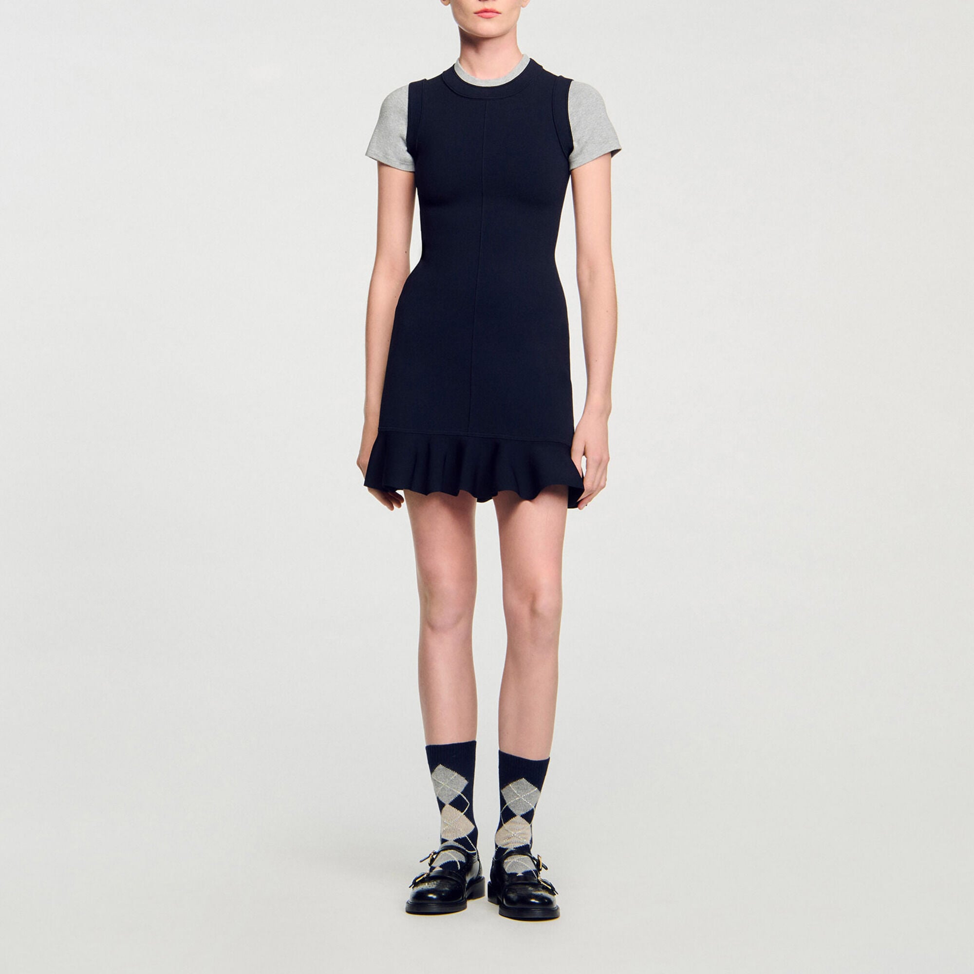 Robe courte en maille 2 en 1 - Femme | Sandro Paris