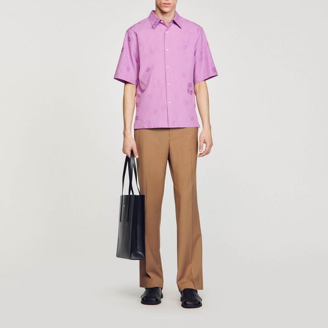 Chemise oversize jacquard fleurs