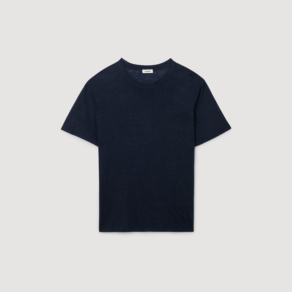 Sandro T-shirt en lin certifié – Marine – vue 6