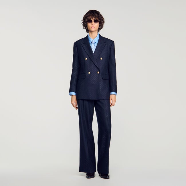 Veste de tailleur strass&eacute;e en laine - Femme | Sandro Paris