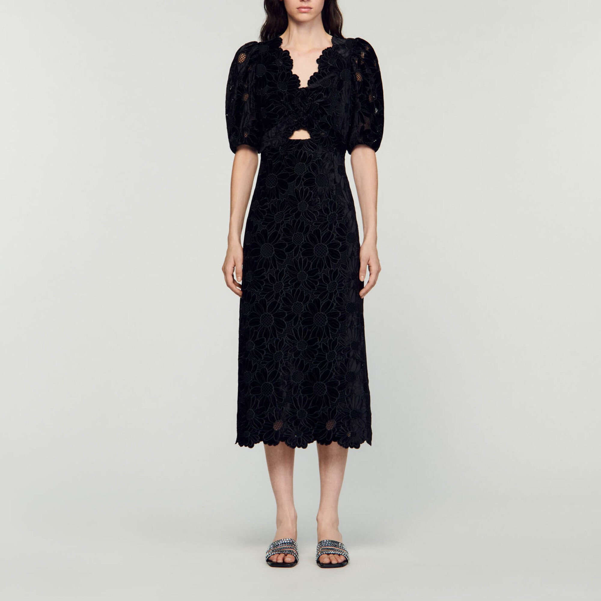 Robe longue en velours