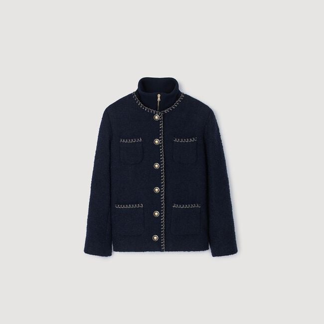 Veste en tweed à galons fantaisie