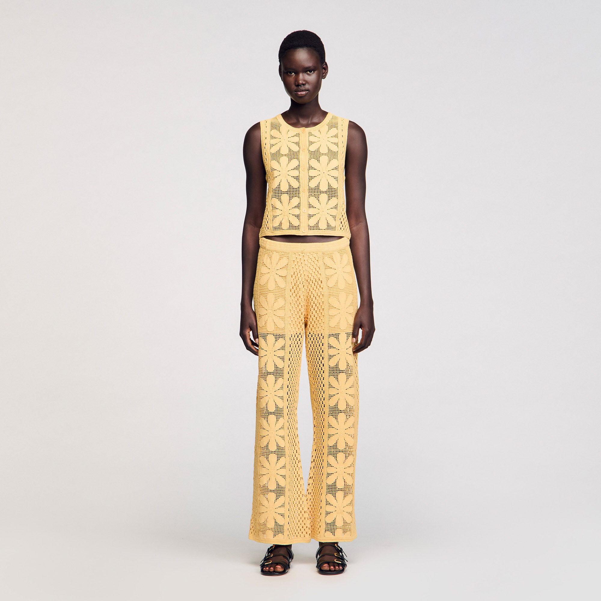 Pantalon droit en crochet