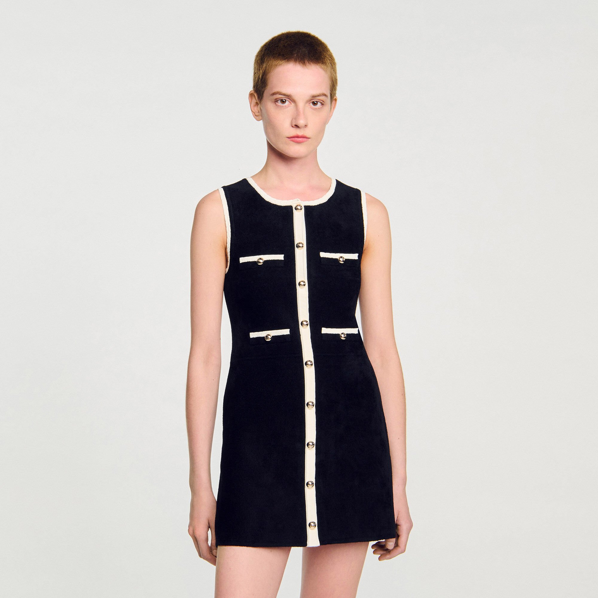 Robe courte en maille velours