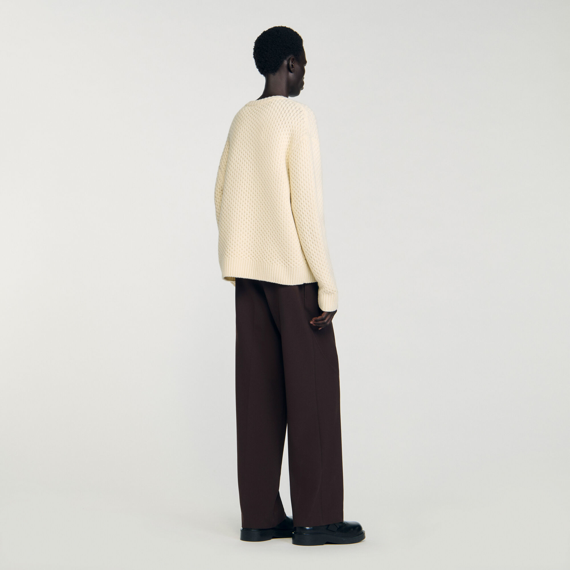 Pull laine point nid d'abeille