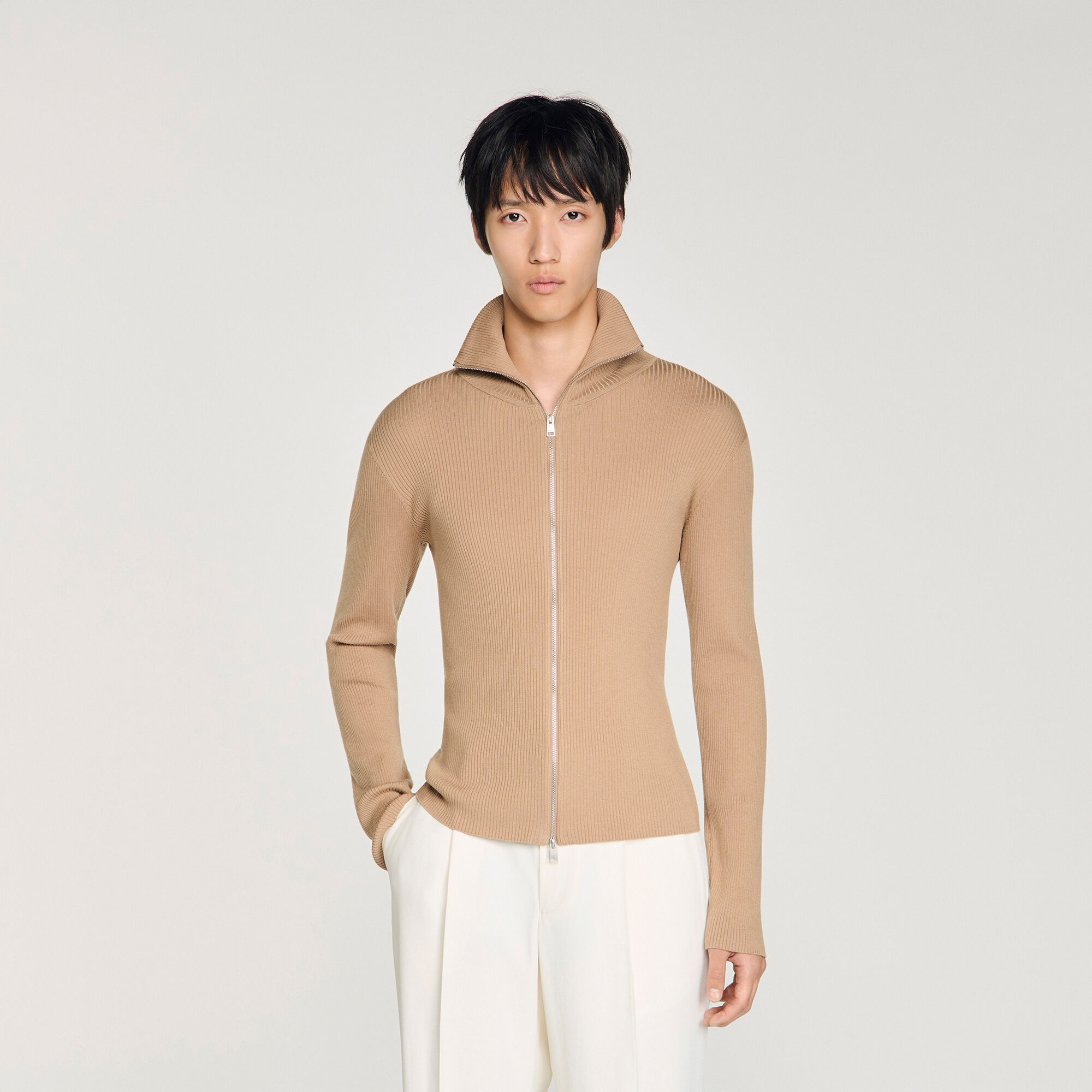 Cardigan &agrave; col montant zipp&eacute;