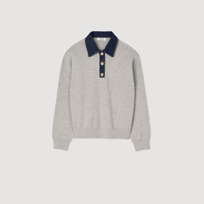 Pull à col polo et manches longues