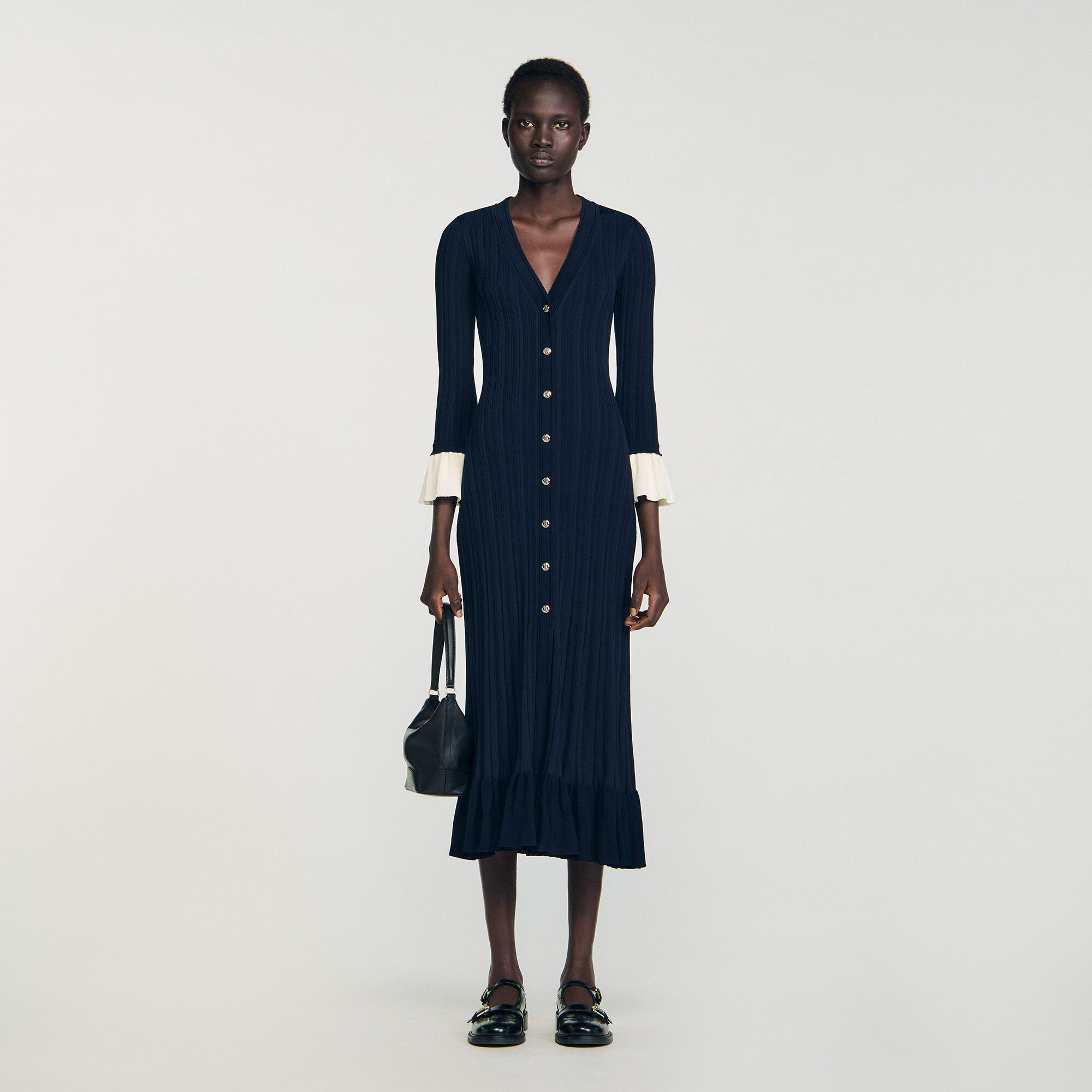Robe longue en maille bicolore