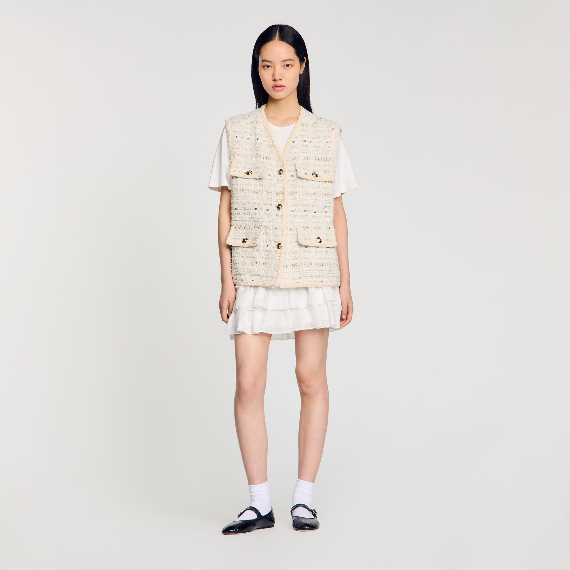 Veste sans manches en tweed
