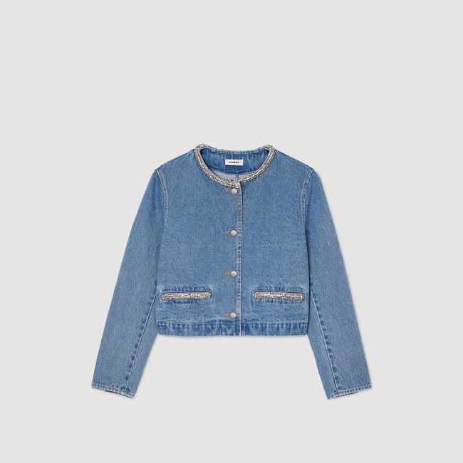 Blouson en denim strassé