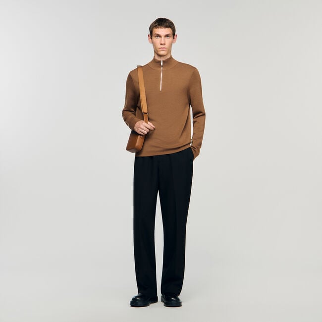Pull en laine à col zippé