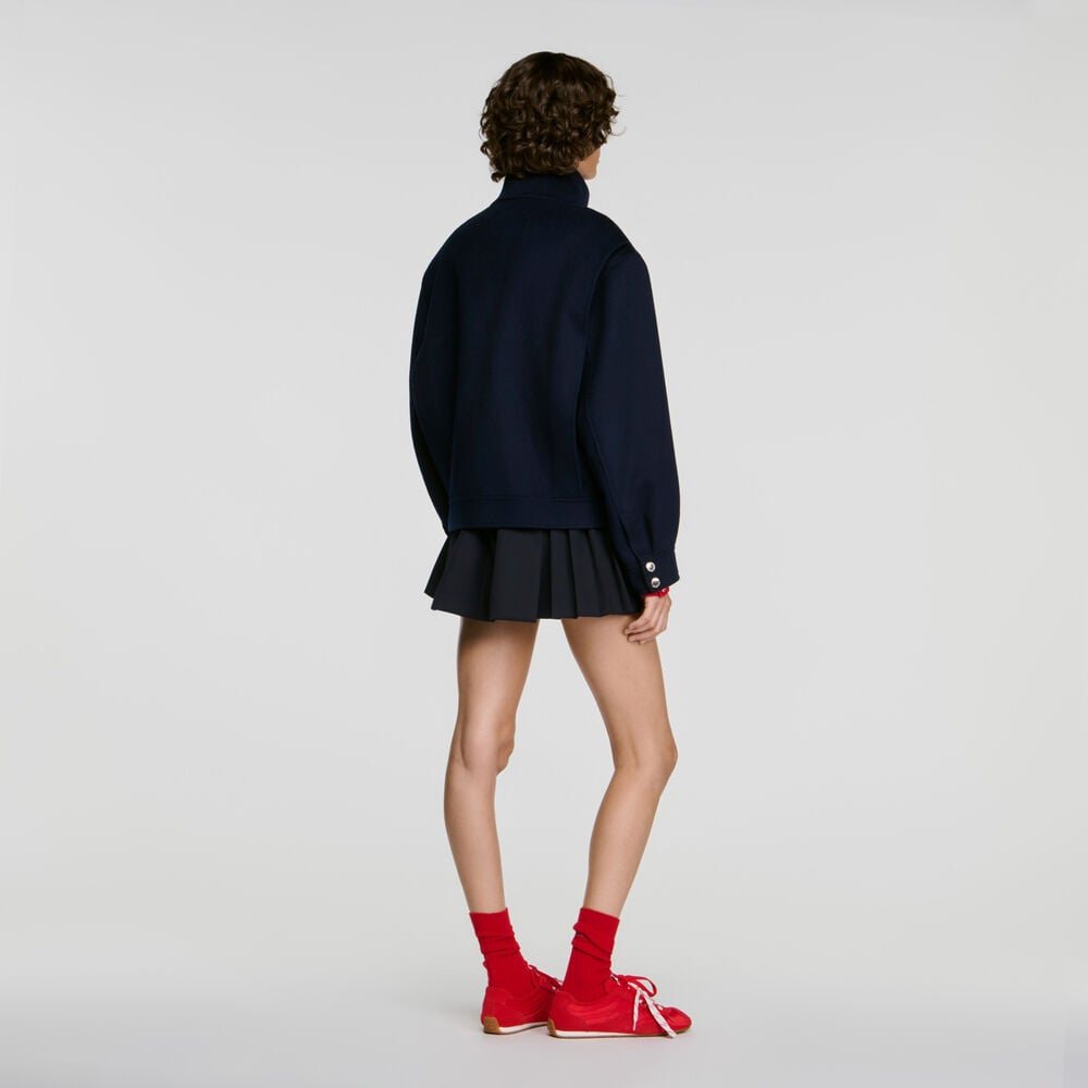 Sandro Manteau double face col montant – Marine – vue 5