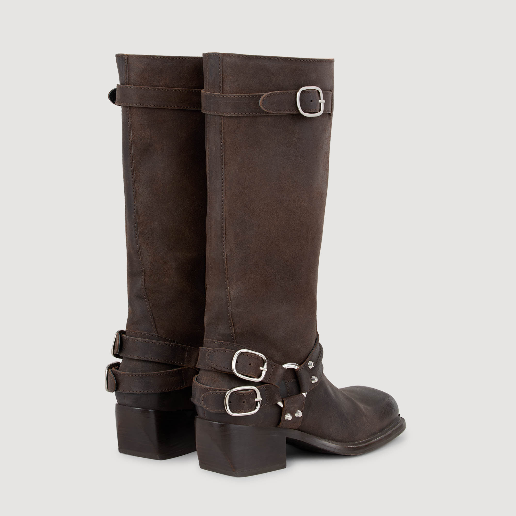 Bottes en cuir à boucles