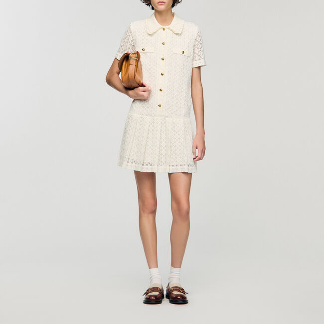 Robe courte en dentelle  - Femme | Sandro Paris