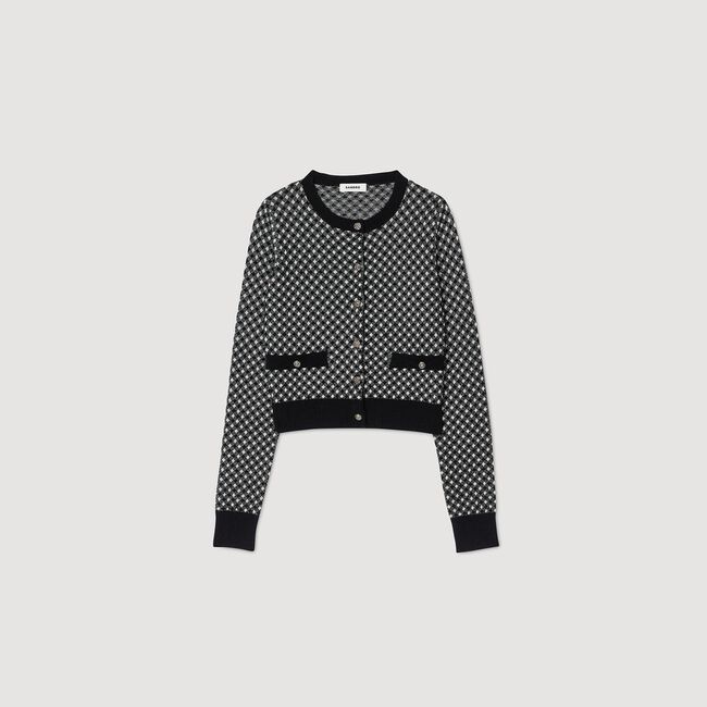 Cardigan jacquard carreaux