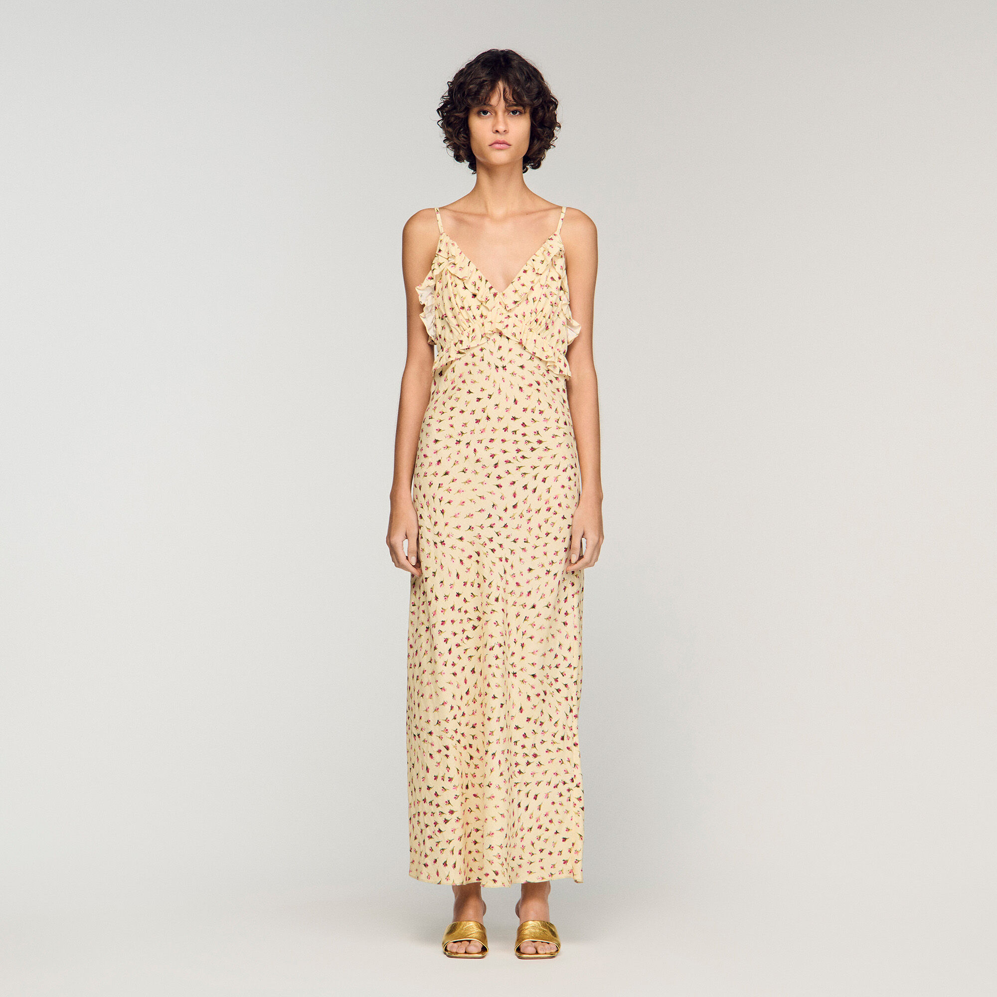 Robe longue imprim&eacute; fleur 